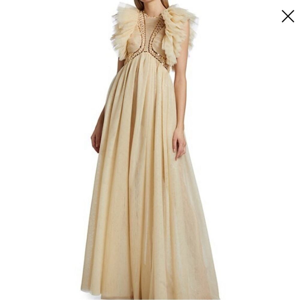 Zimmermann Dancer Glitter Tulle Dress - Cream - 1 or US 6 - New with tags